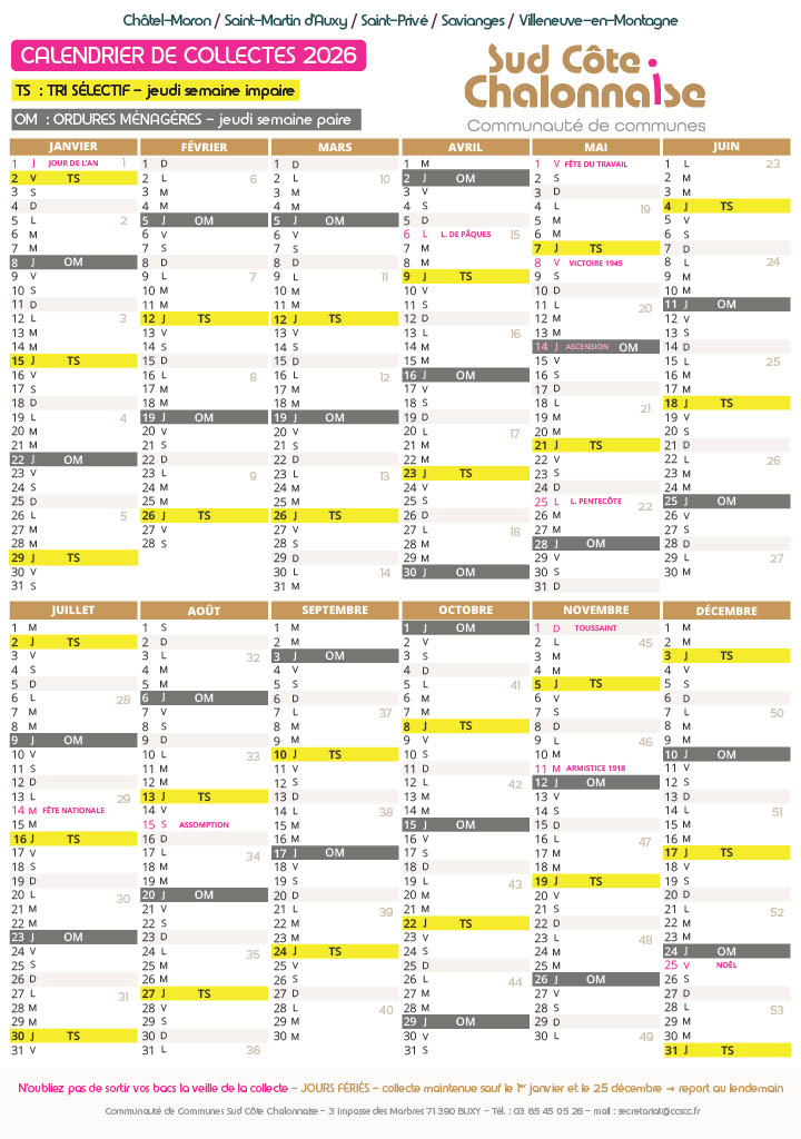  Calendrier Collecte 2026